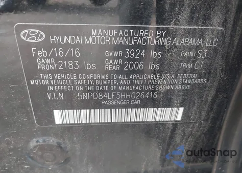 2017 Hyundai Elantra Limited from USA, damaged, VIN 5NPD84LF5HH026416